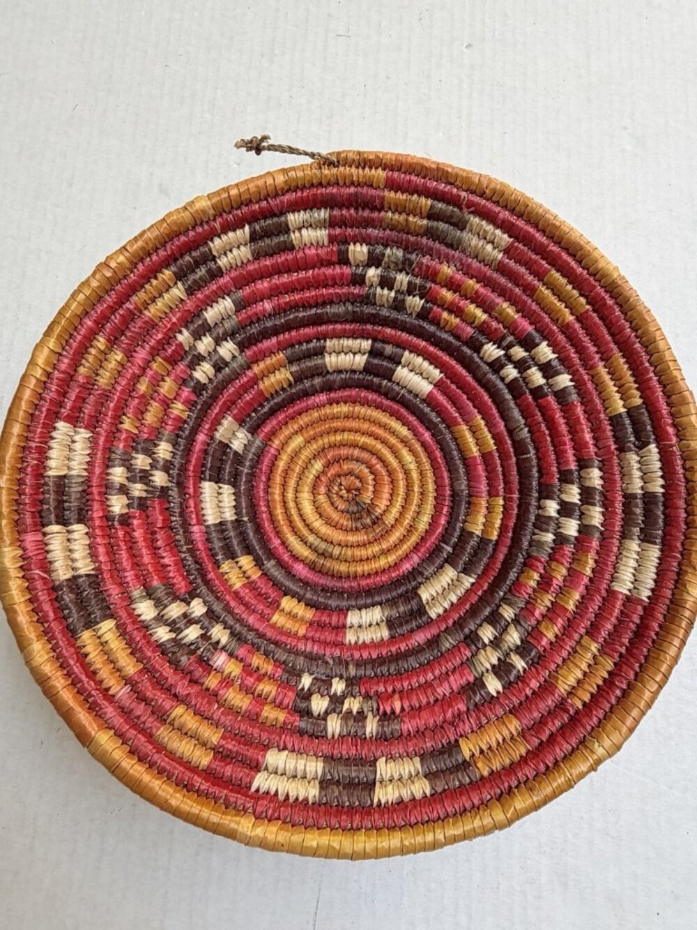Woven Ethnic Native‎ Boho Basket Wall Art Bright Colors Decor Vintage